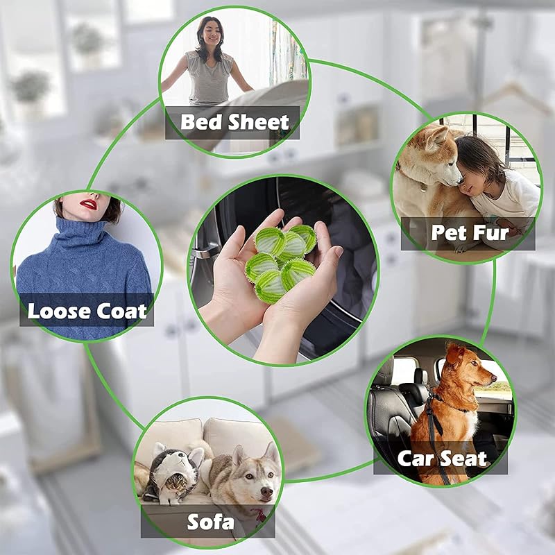 Máquina de lavar 12 peças Apanhador de Pelos, Removedor de Pet Reutilizável, para Gatos, Cães, Fiapos e Sujidade, Compatível com Todas as Máquinas de Lavar