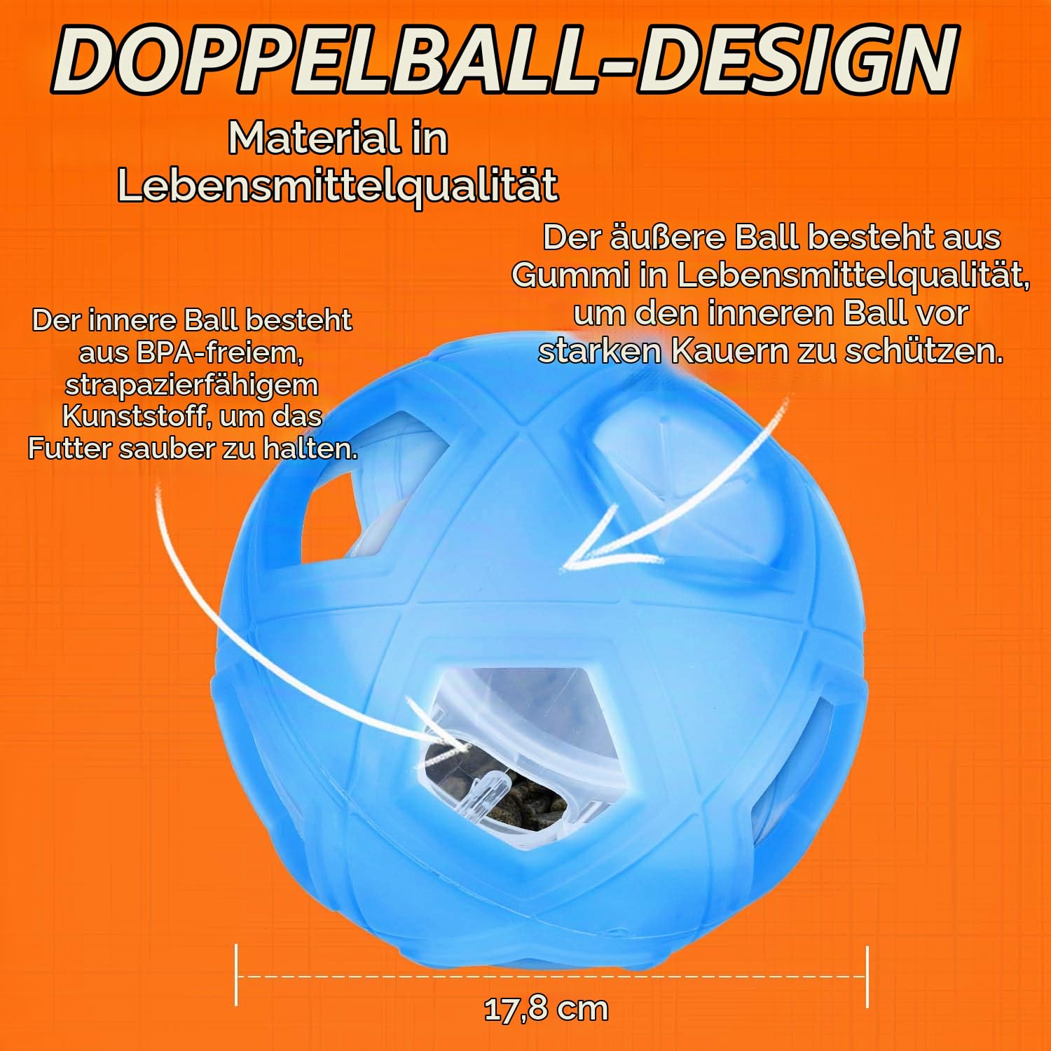 LumoLeaf Hundespielzeug Ball Ø 18cm, intelligenzspielzeug mit Einstellbarer Schwierigkeiten, intelligente Spiele für Mittlere, große Hunde, Hund futterspielzeug hundeball 3