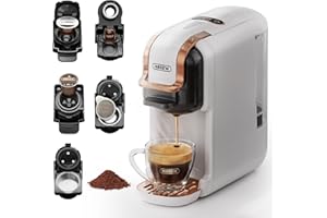 HiBREW H2B 5-in-1 Pod Coffee Maker - Compatible With 4 Coffee Capsule as Well as Espresso Powder, Makes Iced Coffee, Espresso, Cappuccino, Long Black. Hotel Kitchen Coffee Machine