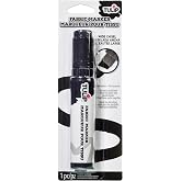 Tulip Jumbo Chisel-Tip Fabric Marker, Black | 1 Black Jumbo Marker, Chisel Tip, Bold Lines, Permanent Fabric Color, Clothing And Fabric Crafts