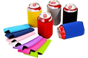 PrettyCare Beer Coozies for Cans（ Multi-Colors 12 Pack） Insulated Can Coolers - Poly Foam Bottles Insulator Holder, Blank for