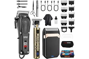 HIENA PRO Professional Hair Clippers for Men, Cordless Hair Clipper for Hair Cutting Kit 3-in-1 LED Haircut Set with Foil Shaver, USB-C Rechargeable Barber Clippers for Men