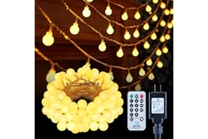 Dailyart Globe String Lights, 100Led 59FT Waterproof Fairy Lights Plug in 8 Modes with Remote Control, Brightness Adjustable &Timing String Lights Indoor Outdoor, Fairy Lights for Bedroom, Warm White