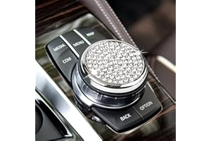 MICROCK Bling Accessories for BMW 1 2 3 5 7 Series X1 X3 X5 X6 Media iDrive Control knob Cover Rhinestone Crystal Button (Large Size)