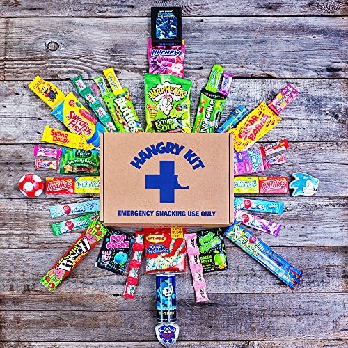 RETRO Hangry Kit Snack Sampler - Care Package - Gift Pack - Variety of 40 Nostalgic Candies and "Way-Back" Snacks Included, PLUS 1 Retro Video Game Cartridge!!
