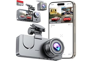 LITALARM Dash Cam Front and Rear Inside 3 Channel, 4K Full UHD Dash Camera for Cars Built-in 32GB Card with IR Night Vision, 24 Hours Recording, Loop Recording, G-Sensor (Black)