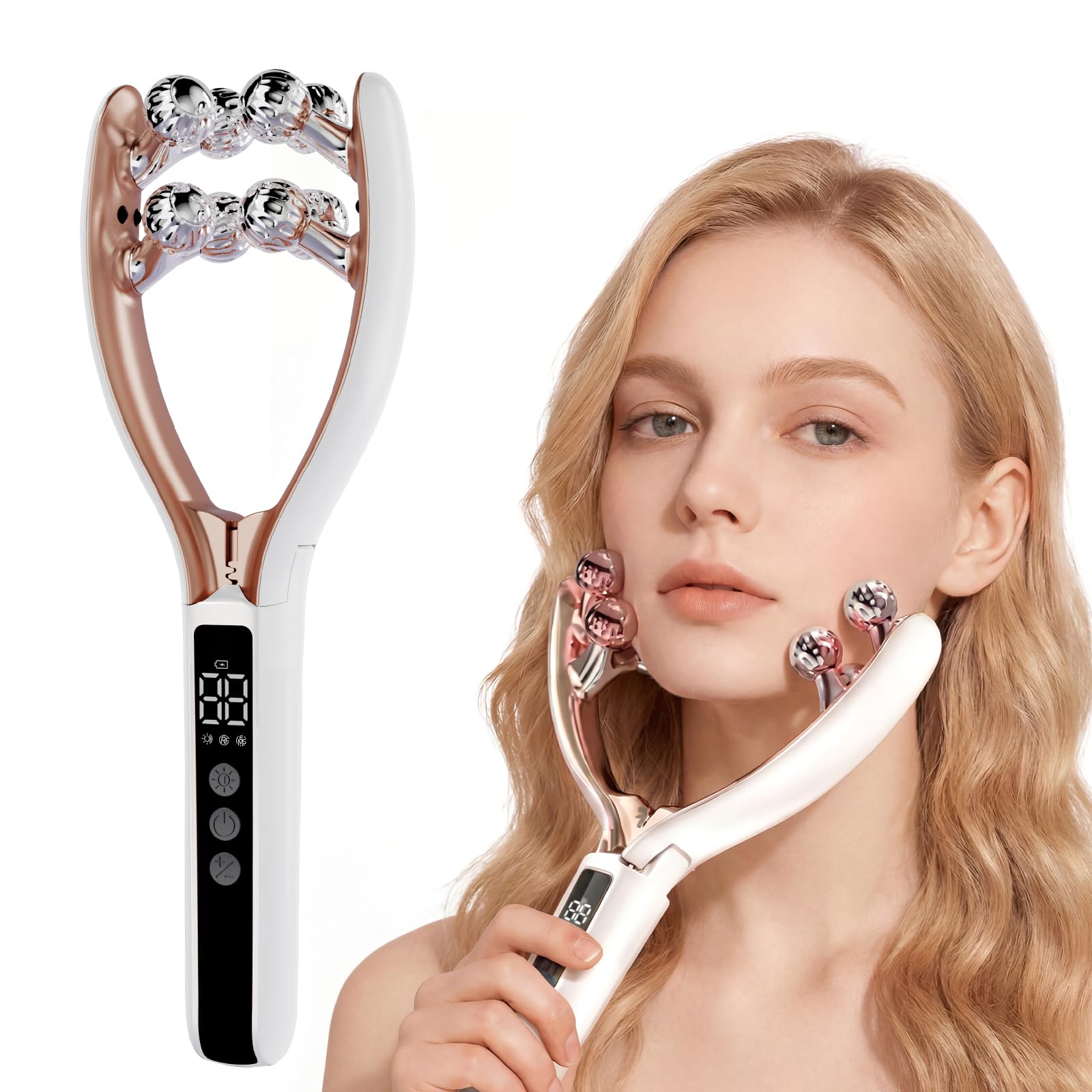 Photo 1 of chufa Rechargeable Face & Neck Massager – 3D Roller Facial Lifting Device with Gentle Heat & Vibration, Jawline Contour Tool, Portable Anti-Puffiness Massager for Home, Office & Travel