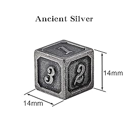 DNDND Ancient Silver D6 Dice Set, 6 Pieces Six