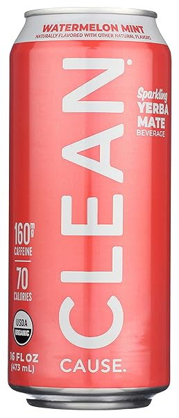 CLEAN CAUSE ORGANIC SPARKLING WATERMELON MINT YERBA MATE,...