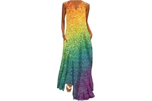 Attine Plus Size Maxi Dresses for Women 2024 Summer Beach Dress with Pocket V Neck Sleeveless Sundress Boho Floral Long Dress