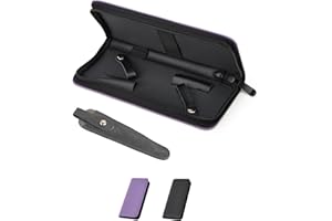 LAKE OF FIRE Scissors Case Featuring a Leather Cover and Zippers for Secure Storage and Enhanced Protection(Purple+Gray)