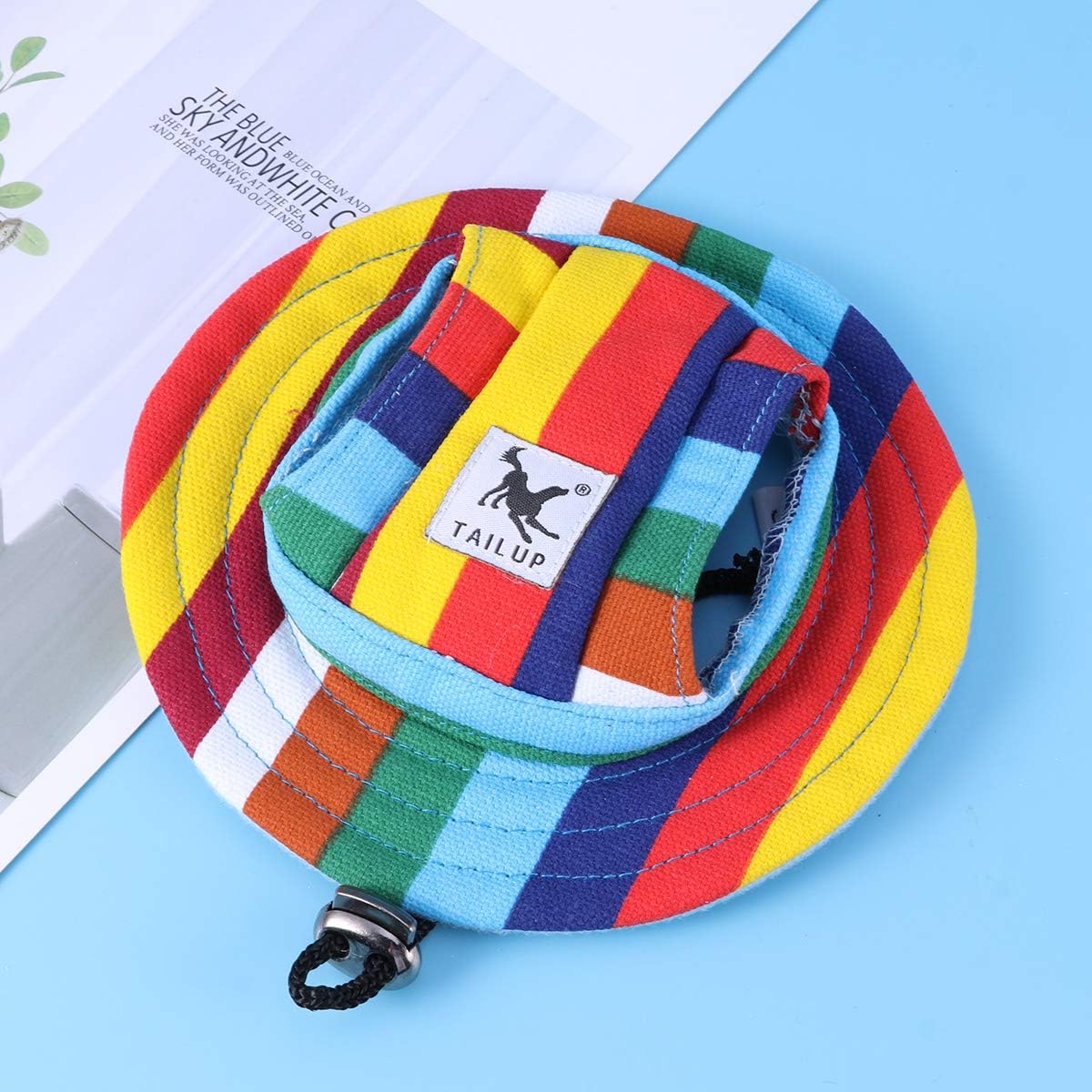 WINOMO Round Brim Pet Cap Stripe Pet Dog Mesh Porous Sun Cap with Ear Holes for Small Dogs (S) : Pet Supplies