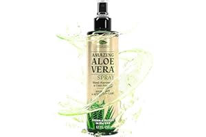 Green Leaf Naturals Aloe Vera Spray | 99% Cold-Pressed Aloe Vera Juice with Vitamin C, E & A | Hair, Skin, Facial Moisturizer, Sunburn Relief & After Sun Lotion 12oz