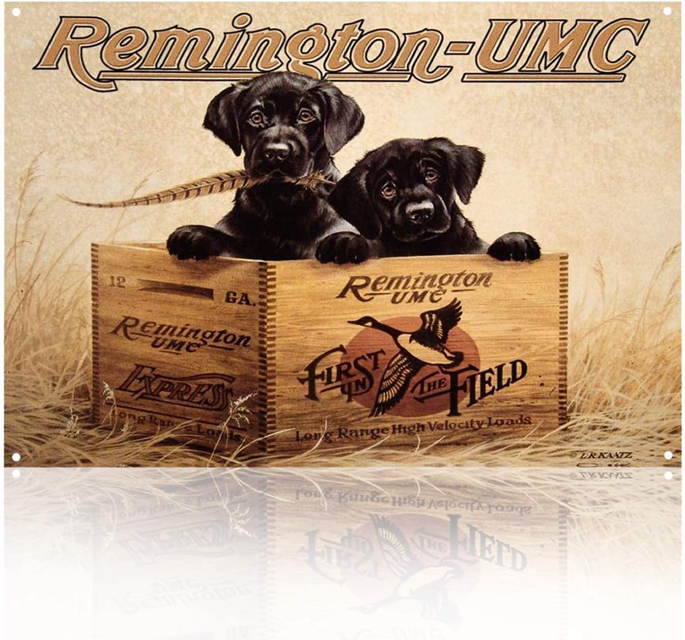 ddfg Remington-Umc Tin Signs Gun Vintage Metal Bar Home Decor Dog Sign 8X12Inch