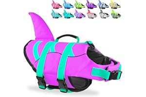 Fragralley Shark Dog Life Jacket, Easy to Put on Dog Life Vest for Swimming and Boating, Vibrant & Adjustable Dog Life Preservers for Small Medium Large Dogs, Suit to Swim, Fish, Beach, Surfing