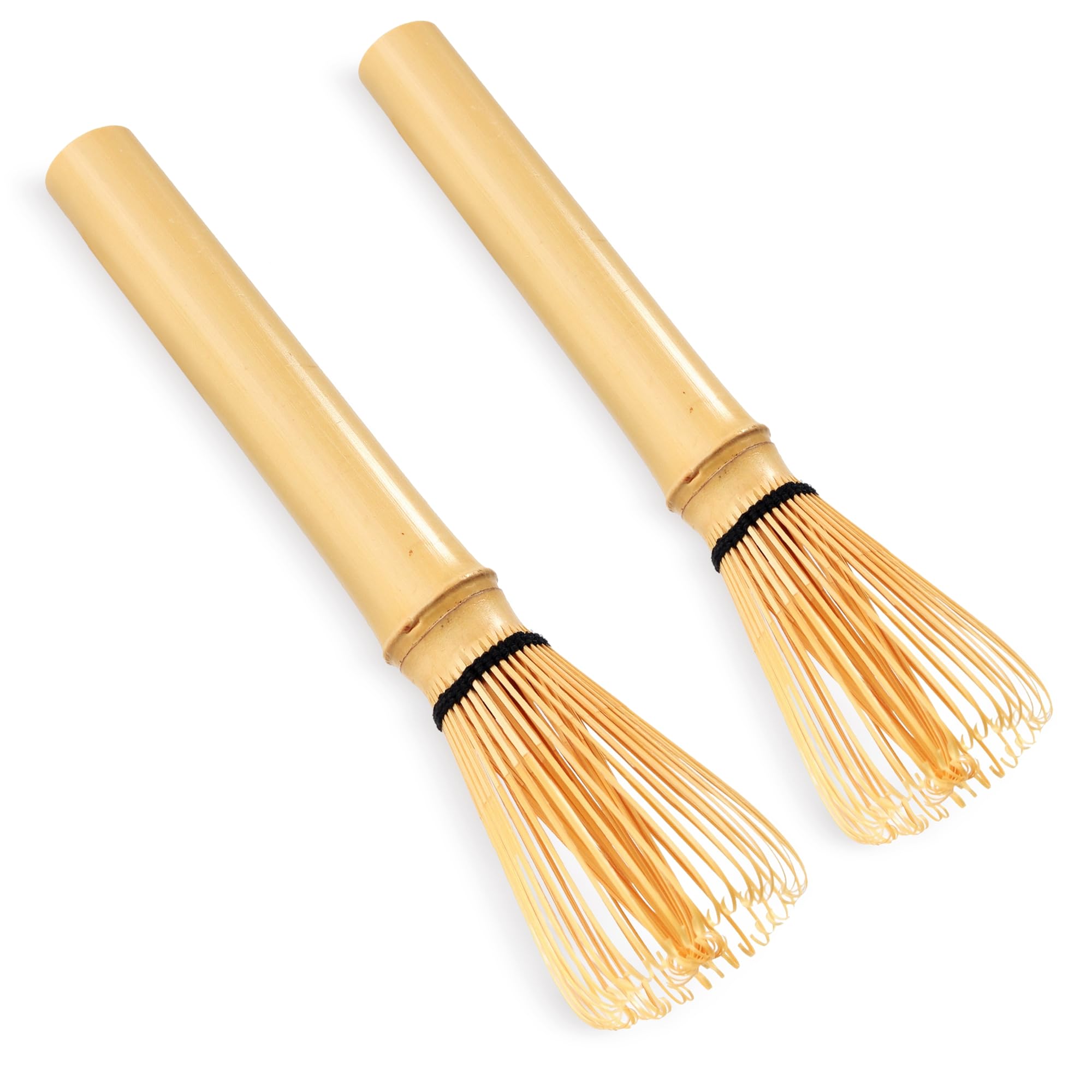 BambooMN Japanese Skinny Matcha Whisk Chasen - Long Handle Traditional Matcha Utensil - Skinny Natural Golden Brown - 2 Pieces