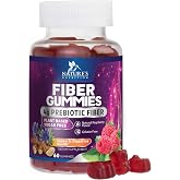 Fiber Gummies &ndash; Sugar Free Prebiotic Plant-Based Fiber 4g per Serving Supplement - Improved Soluble Formula Supports Digestive Health &amp; Regularity - Non-GMO, Natural Berry Flavor Chewable - 60 Gummies