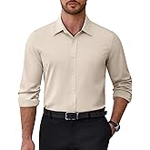 Alimens & Gentle Mens Dress Shirts Stretch Solid Wrinkle Free Button Down Shirt Casual Business Wedding Button Up Shirt