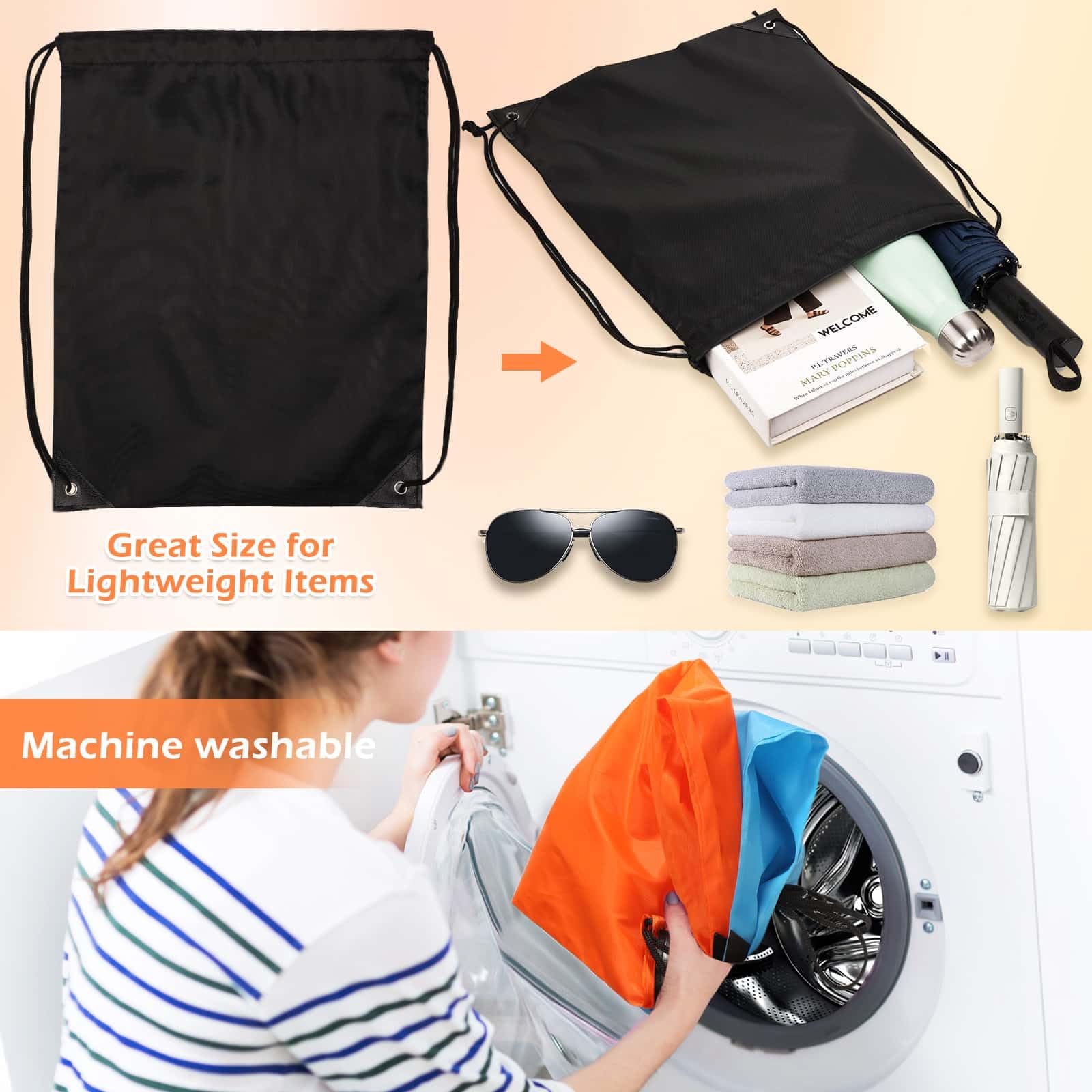 PAXCOO 30Pcs Drawstring Backpack Bulk Drawstring Bags Cinch Sack Bag Nylon Draw String Sport Bag, 10 Colors
