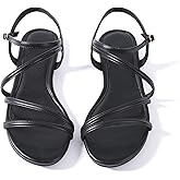 Mtzyoa Women Flat Sandals Dressy Strappy Gladiator Summer Ankle Strap Nude Open Toe Comfortable Wedding Casual Leather Ladies Party Trendy Vacation