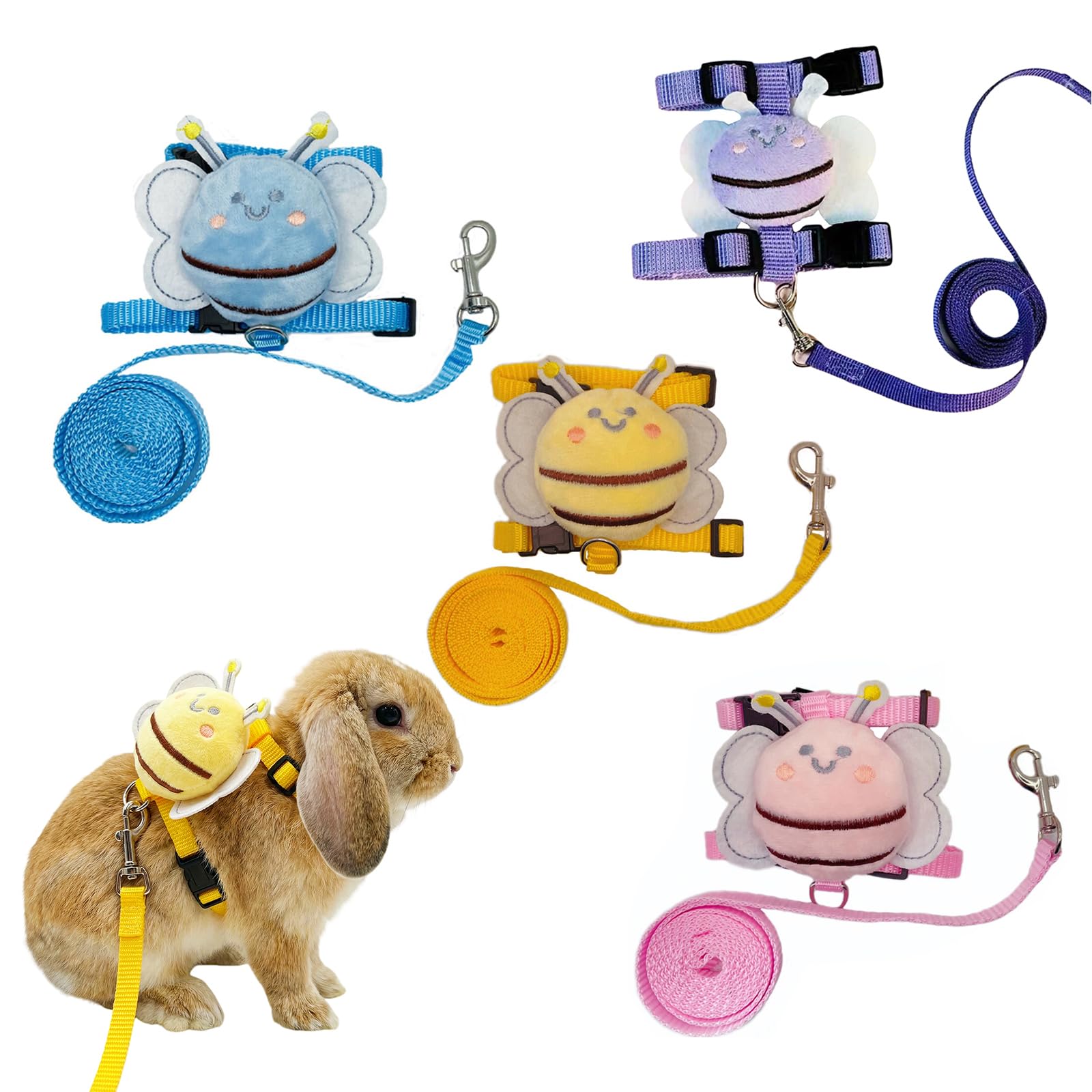 Photo 1 of Leash Set Small Pet Cute Vest Harness Leash and Adjustable Bunny Rabbit Harness with Decoration for Bunny Ferret Small Pets(Bees)
