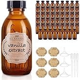 54 Pack 4 oz Amber Boston Glass Bottle with Cap, Empty Glass Bottles for Homemade Vanilla Extract, Essential Oils, Juice, Potion, Syrup, Liquids, Christmas