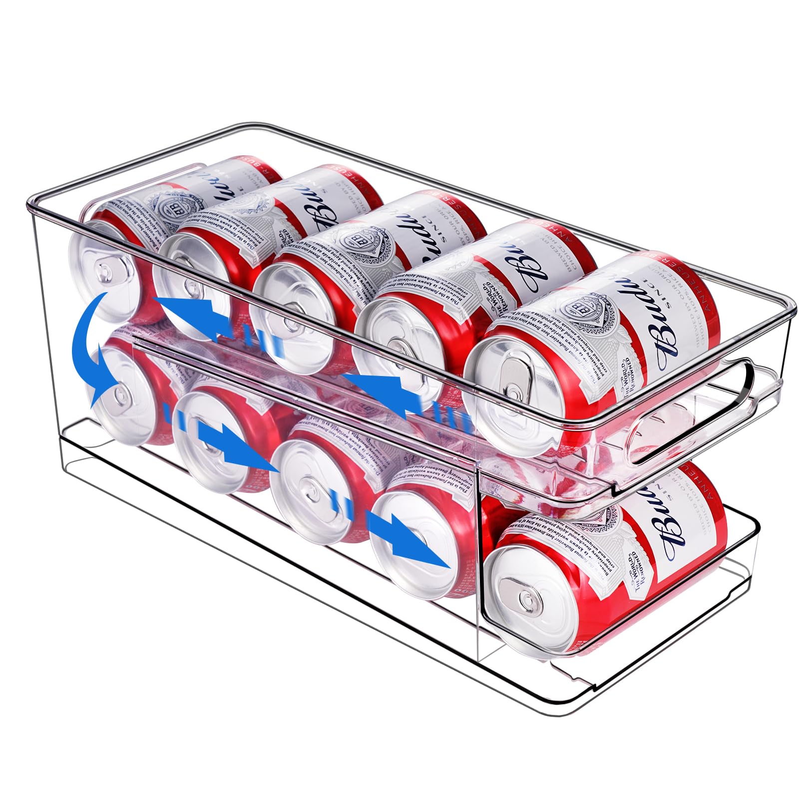BingoHive Rolling Can Dispenser Fridge Beer Can Organiser Soda Can Dispenser for Fridge Kitchen Cupboard Pantry Countertop 10 Standard Size 330ML Beer Soda Pop Cans Storage Storage Pantry Organisation