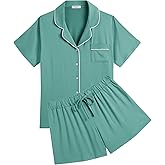 Ekouaer Womens Pajamas Set Soft Classic Notch Collar Bride Pjs Comfy Short Sleeve Sleepwear Loungewear