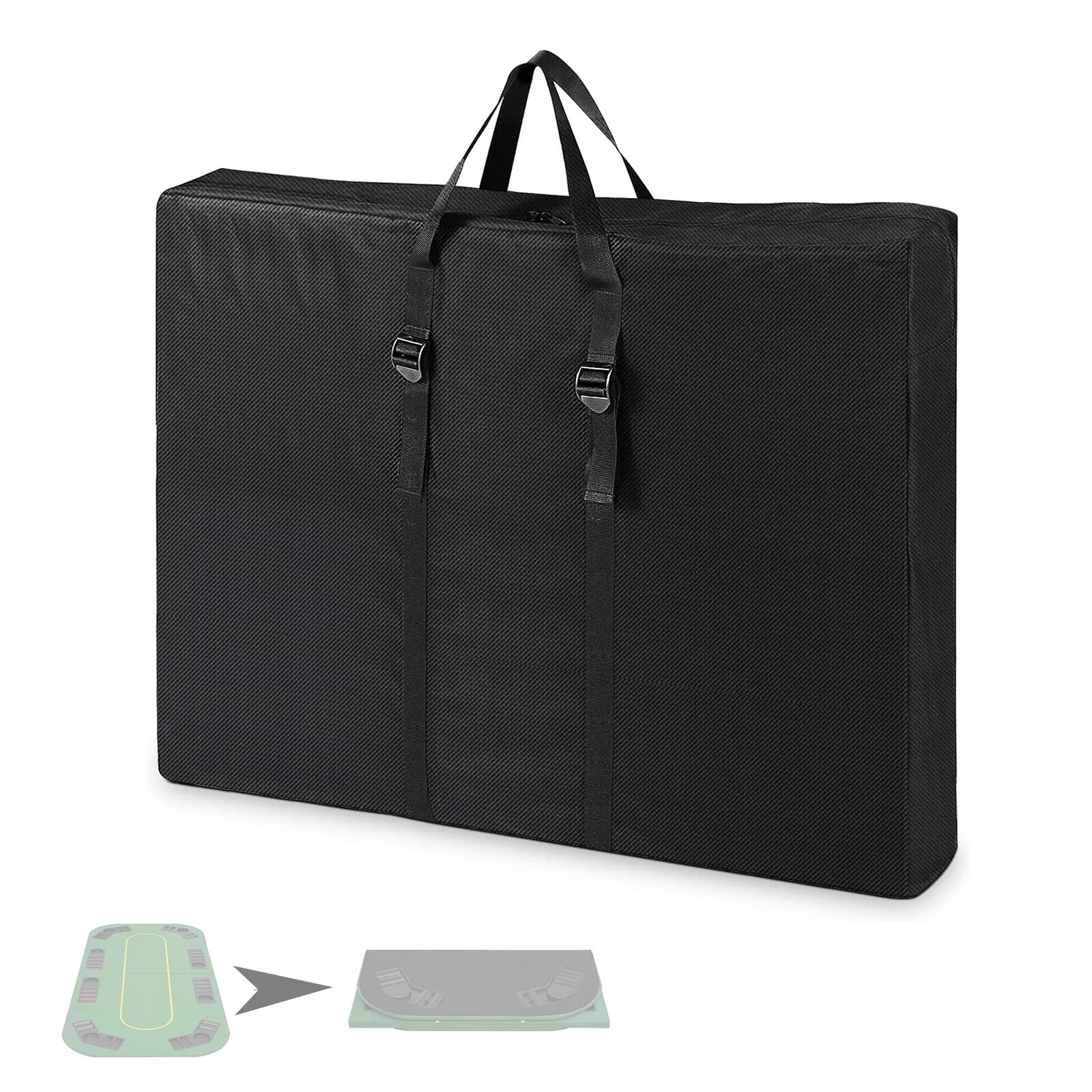 Onlyme Poker Table Bag, Heavy Duty Outdoor Storage Bag with Zips and Sturdy Handles, Waterproof Storage Bags for Oval Folding Poker Table, 110x20x110cm