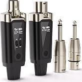 Facmogu UHF Wireless XLR Transmitter and Receiver w/ 48V Phantom Power, 16 Channel Wireless Mic Adapter for Condenser/Dynamic Mic, Rechargeable XLR Adapte for Guitar Audio Mixer PA System, 164ft Range