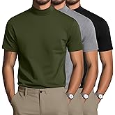 August Alley 3 Pack Men's Mock Neck T Shirts Short Sleeve Mock Neck Pullover Tops Casual Solid Summer Basic Tees