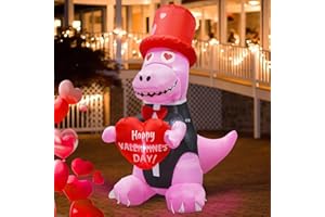 5FT Valentines Day Inflatables Outdoor Decorations, Raymall Valentine Inflatables Dinosaur with Heart LED Light for Romantic Party, Home, Wedding Yard Lawn Garden Valentine's Day Indoor Outdoor Decor