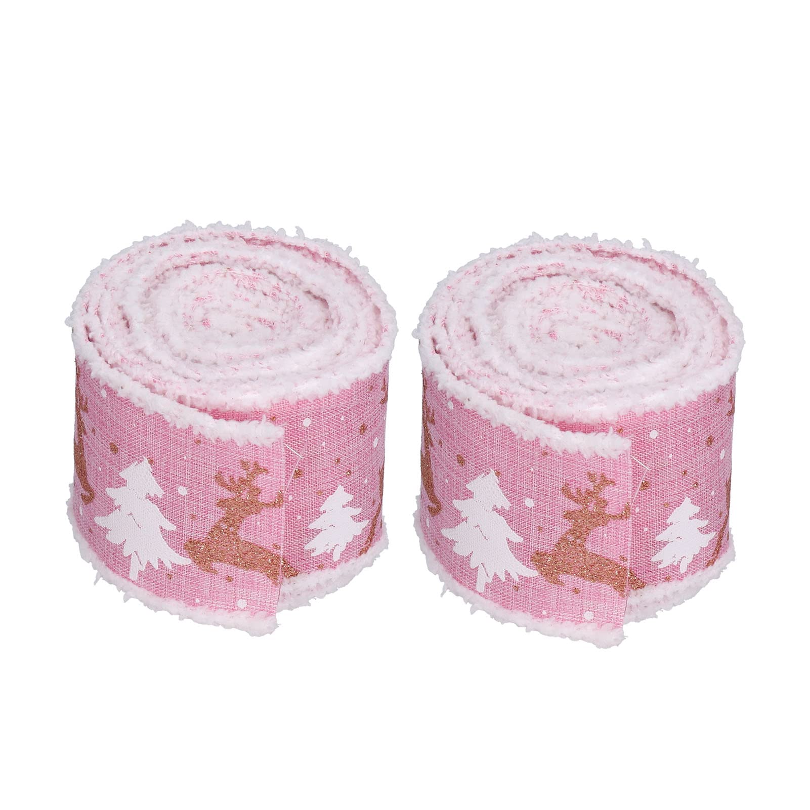 Haofy Wired Edge Ribbon, 2 Rolls Christmas Ribbon 5m DIY Gift Wrapping Craft Ribbon for Home Festival Decoration