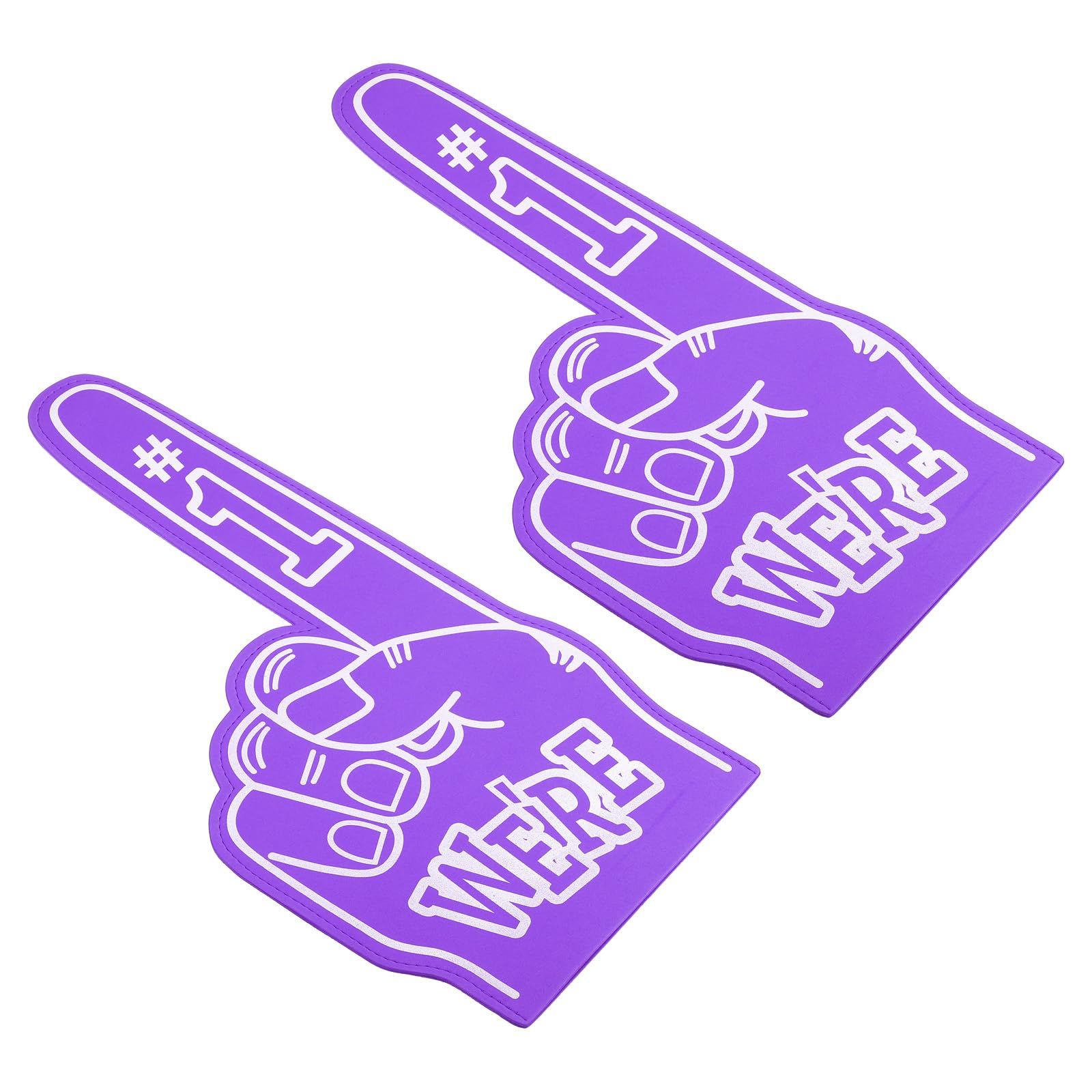 PATIKIL 18 Inch Giant Foam Finger, 2Pcs We Are #1 EVA Foam Hand Cheerleading Vibrant Color for Celebration Pom Poms Sports Events Spirit Games Party, Purple