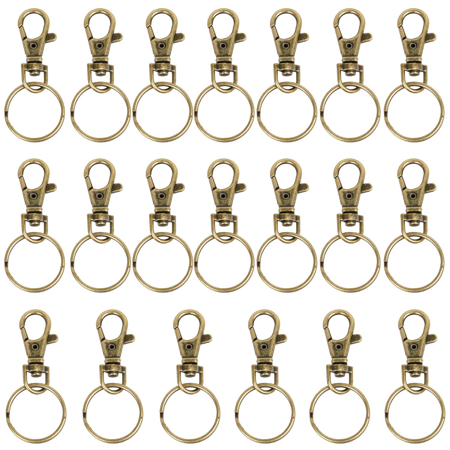 TRIXES 20 X Small Lobster Detachable Swivel Clasps for Key Split Ring-Brass Colour