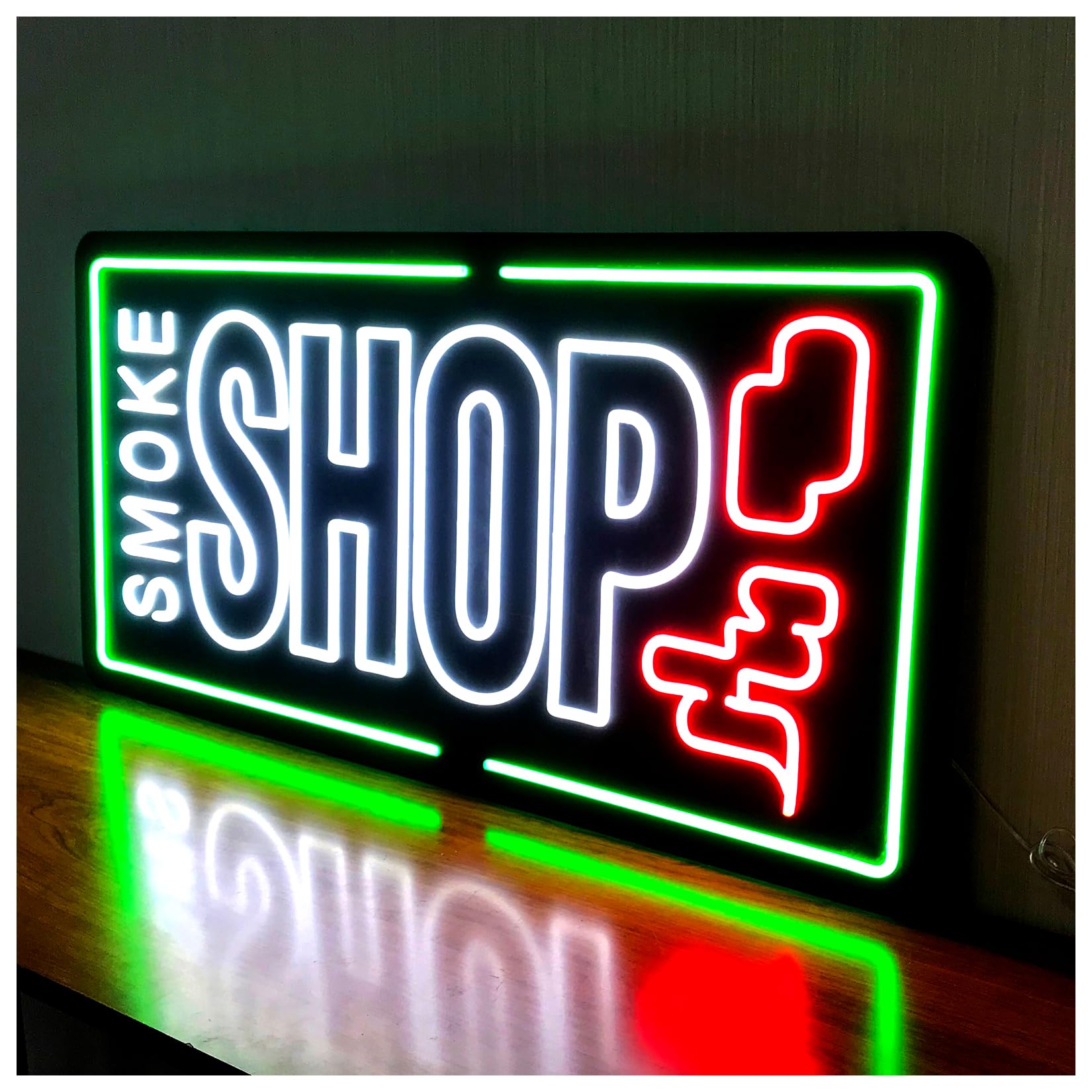 Photo 1 of 35"x18" Extra Large LED Smoke Shop Sign for Smoke Shop, Super Bright Unique Design Neon Sign with Sturdy Chain, High Visibility for Stores Retail Window