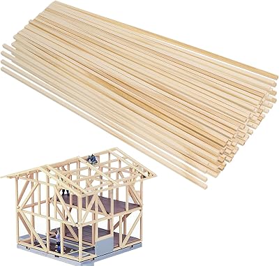 Bestomrogh 100 Pcs Wooden Sticks Balsa Wood 3x3x300mm Craft Dowels