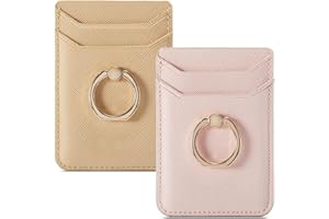 BIAJIYA Phone Card Holder RFID Leather Wallet Credit Adhesive Cell Case Stick-on Card Holder for Women and Men Back of Phone 