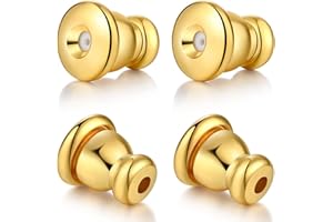DELECOE Earring Backs for Diamond Studs,14K Gold Plated Hypoallergenic Replacements Backings for Pierced Earrings, 2 Pairs Go