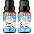 GuruNanda Breathe Easy Essential Oil (2x0.5 Fl Oz) - 100% Pure & Undiluted Aromatherapy Oil for Diffusers - Aids in Congestion for Easier Breathing