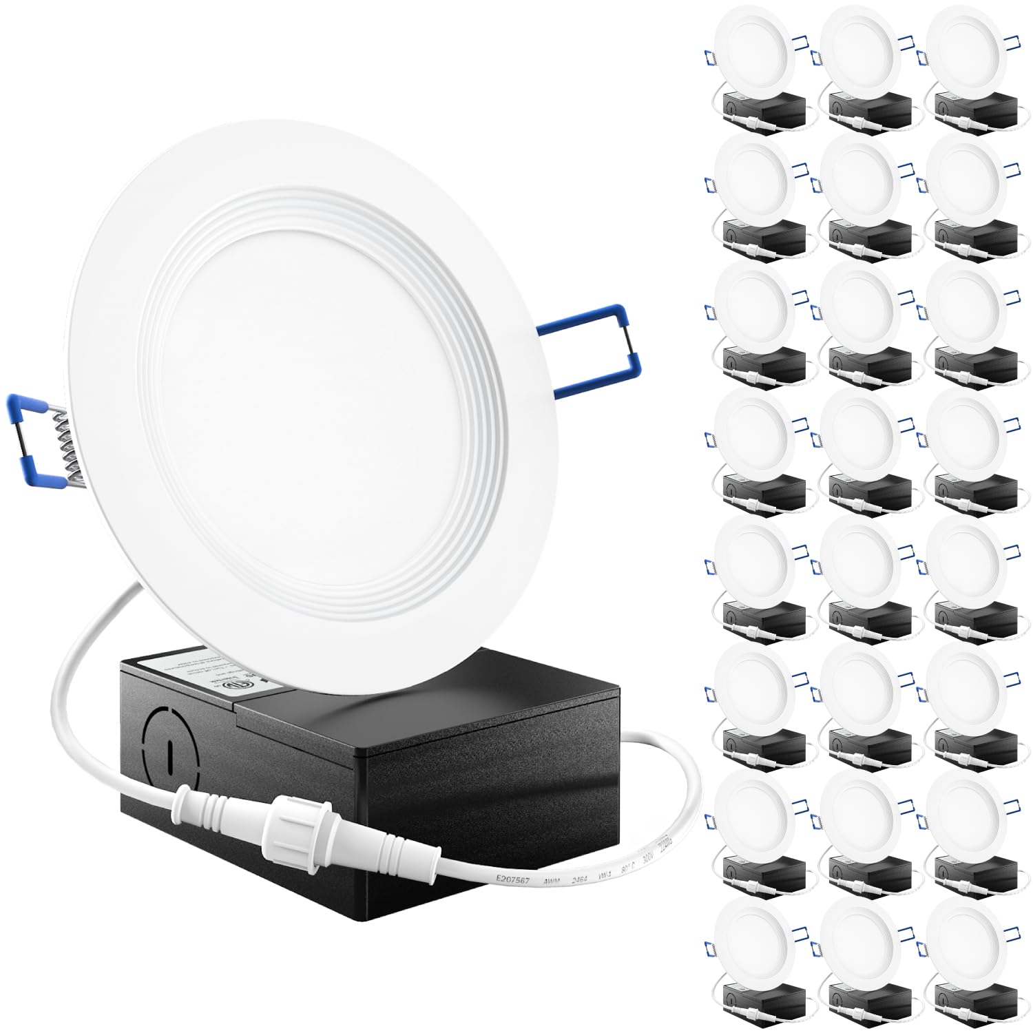 Photo 1 of Sunco 24 Pack 4 Inch LED Recessed Lights, Ceiling Canless Recessed Light, Baffle Trim, 650 LM, 10W (60W Equivalent), 5000K Daylight, Dimmable, Wafer Thin with Junction Box