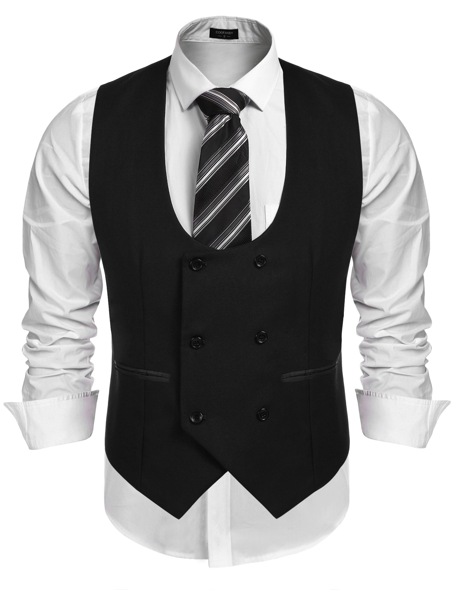 COOFANDY Men's Suit Vest Slim Fit Double Breasted Dress Vest Casual Business Formal Waistcoat