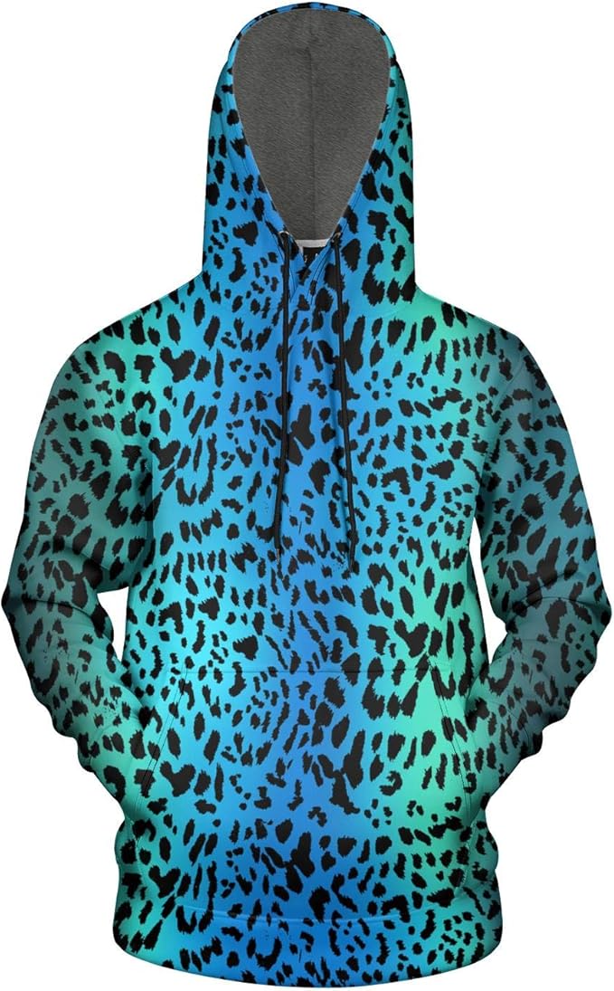 Amazon.com: HURSUEE Men's Sweatshirts Leopard Cheetah Print Blue Green 