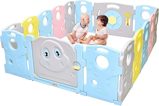 Tcbunny Parc Pour Bebe Centre D Activites De Securite Pour Enfants 16 Panneaux Pour Interieur Ou Exterieur Multicolore Theme Tortue Et Lievre Amazon Ca Bebes