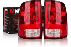OKLPF Rear Brake Tail Light Compatible With 2009-2018 Dodge Ram 1500 2500 3500 Replace CH2818124 CH2819124,Replace Red Taillight Assembly,Included Bulbs and Harness,Driver and Passenger Side