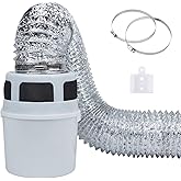 VIWINVELA 3 IN 1 Indoor Dryer Vent Kit Filter Bucket for Electric Dryer with 4-Inch by 5-Feet Proflex Duct (Silver)