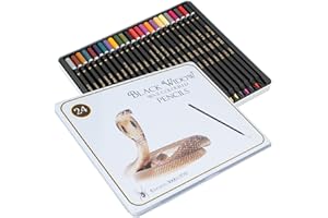 Black Widow Colored Pencils For Adults - 24 Coloring Pencils With Smooth Pigments - Best Color Pencil Set For Adult Coloring 