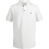 Calvin Klein Boys Short Sleeve Micro Pique Solid Polo, Button Closure, Soft & Comfortable