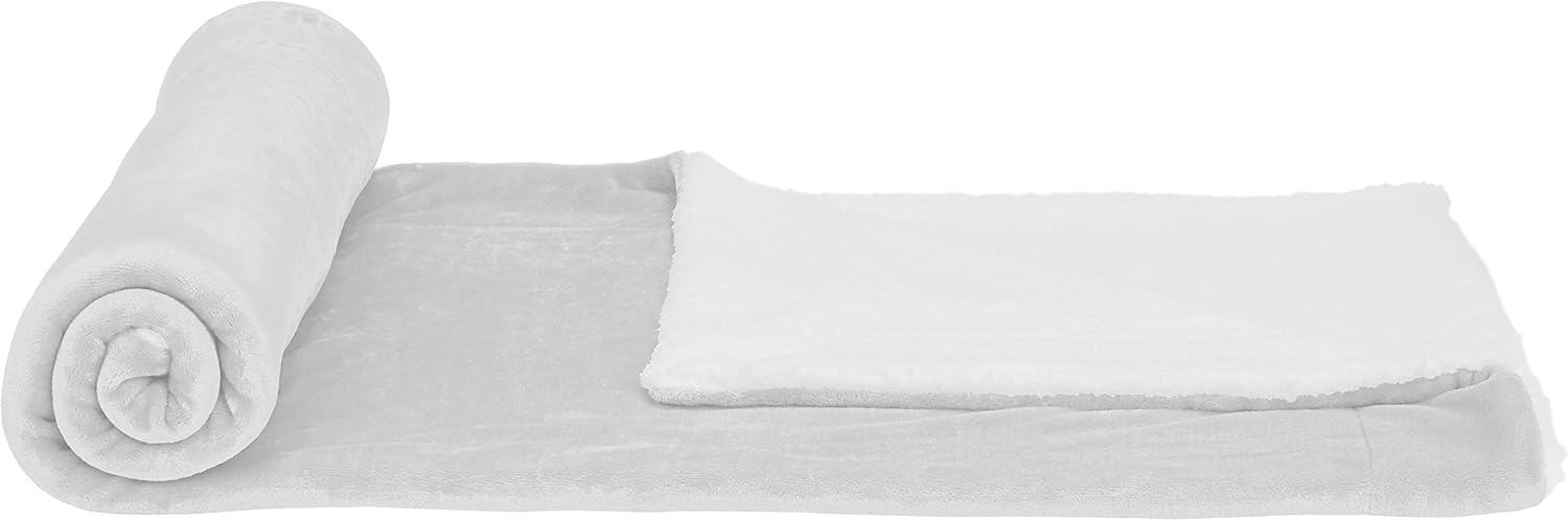 Basics Soft Micromink Sherpa Throw Blanket - Full or Queen, Grey: Home & Kitchen