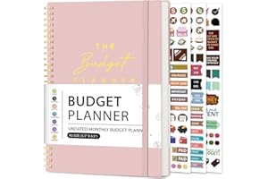 MEDOLOVE Budget Planner Ledger Account Book Monthly Expense Tracker & Bill Organizer 5.5" x 8.5", Control Your Money to Manage Your Finances - Pink